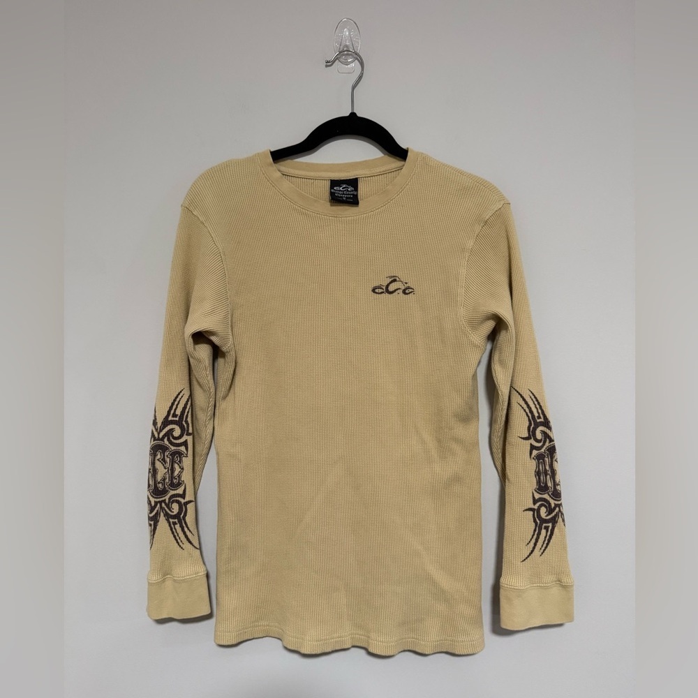 Orange County Choppers VTG Y2K Beige Long Sleeve Thermal Shirt Size Medium